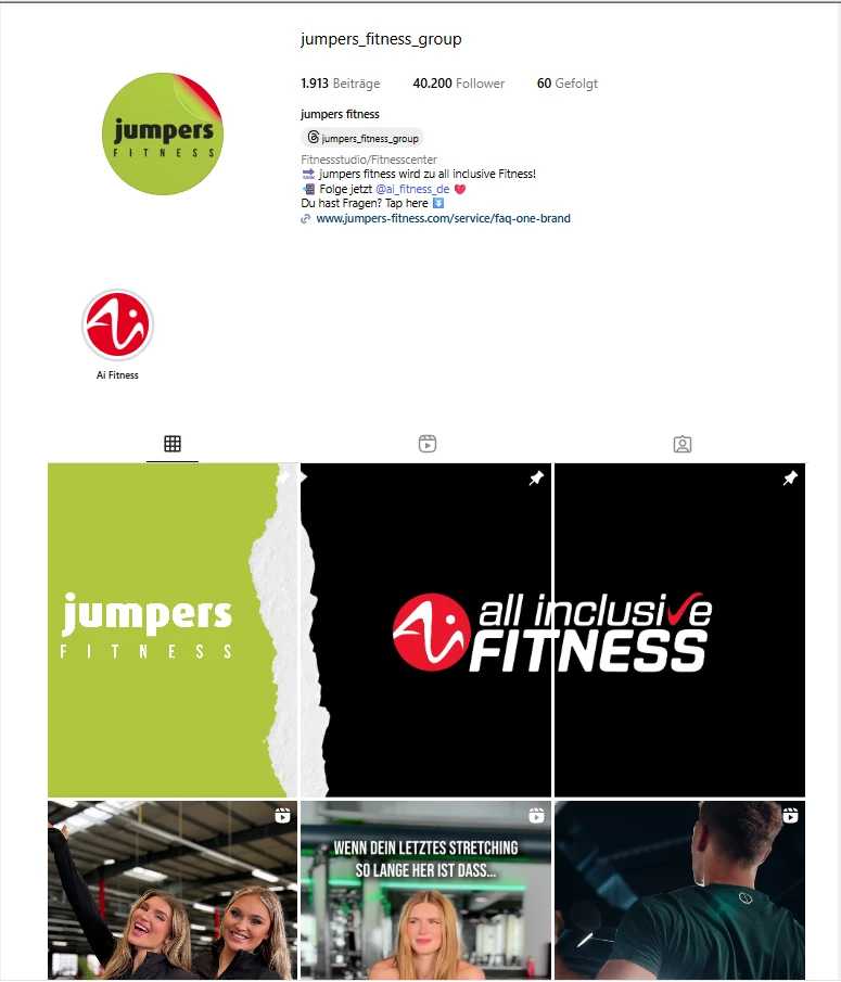 Screenshot Instagram Account Beiträge